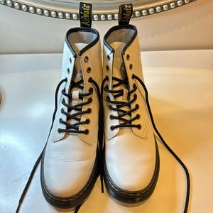 White leather lace up Doc Martens